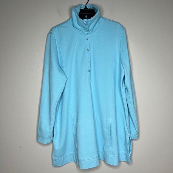 J.Jill Fit Double-Knit Snap-Collared Tunic Light Blue Size XL Tall Lounge Casual - Picture 7 of 11